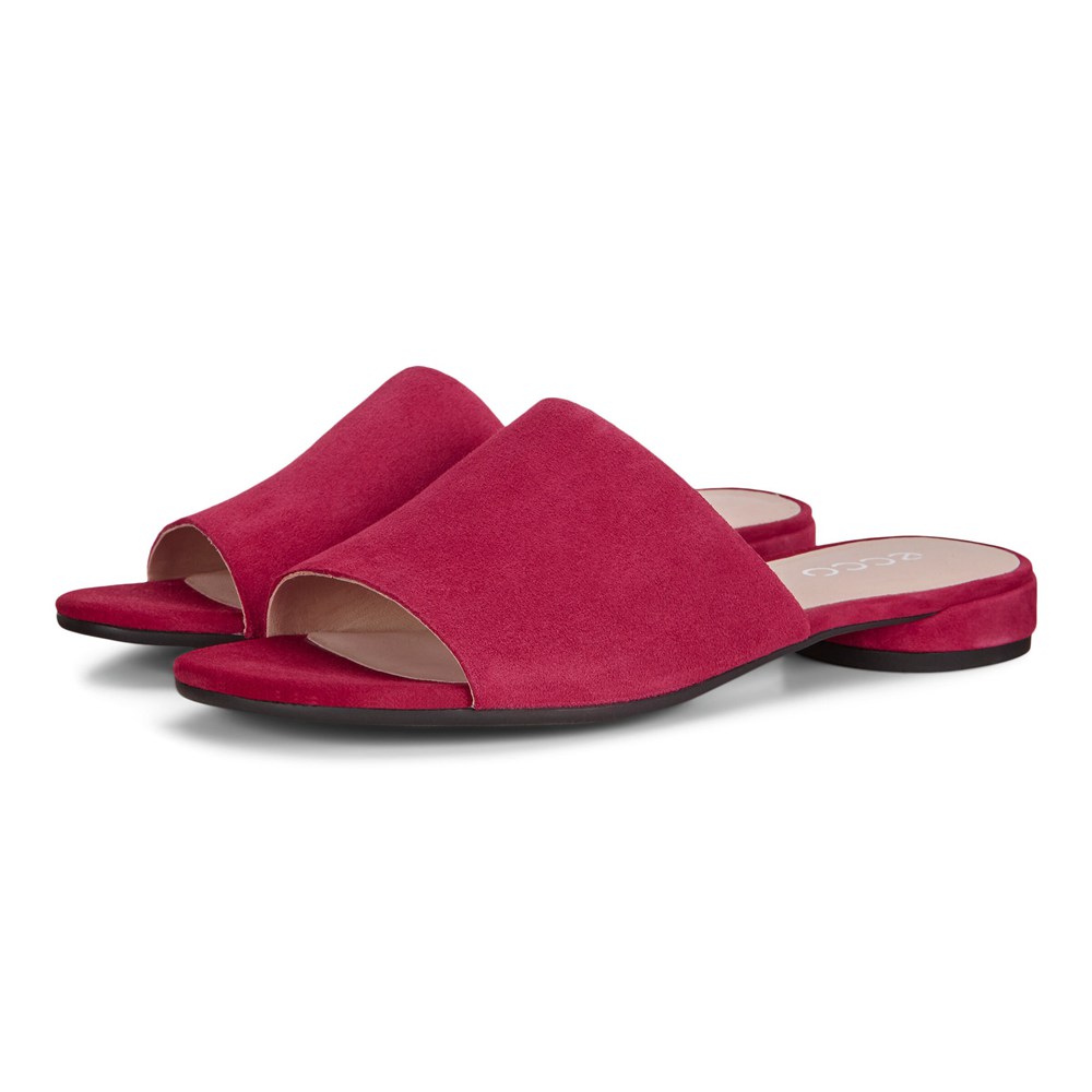 ECCO Womens Slides Red - Flat Sandals Ii - YQW-789413